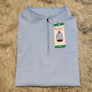 Ben Sherman Men's Sport Quarter Zip Sky Blue Long Sleeve Shirt- size XL